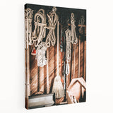 Vintage Farmhouse Wall Art - Rustic Rope and Tools in Country Shed