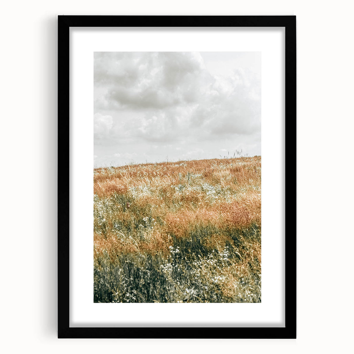 Farmhouse Wall Art - Tranquil Open Field with Soft Clouds Print