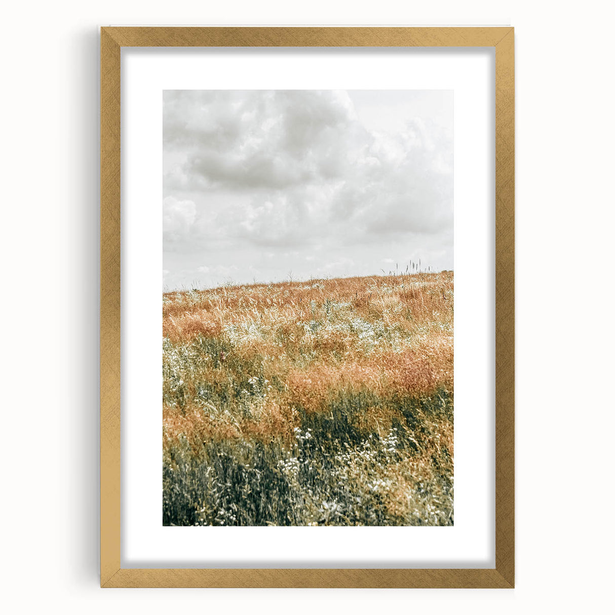 Farmhouse Wall Art - Tranquil Open Field with Soft Clouds Print