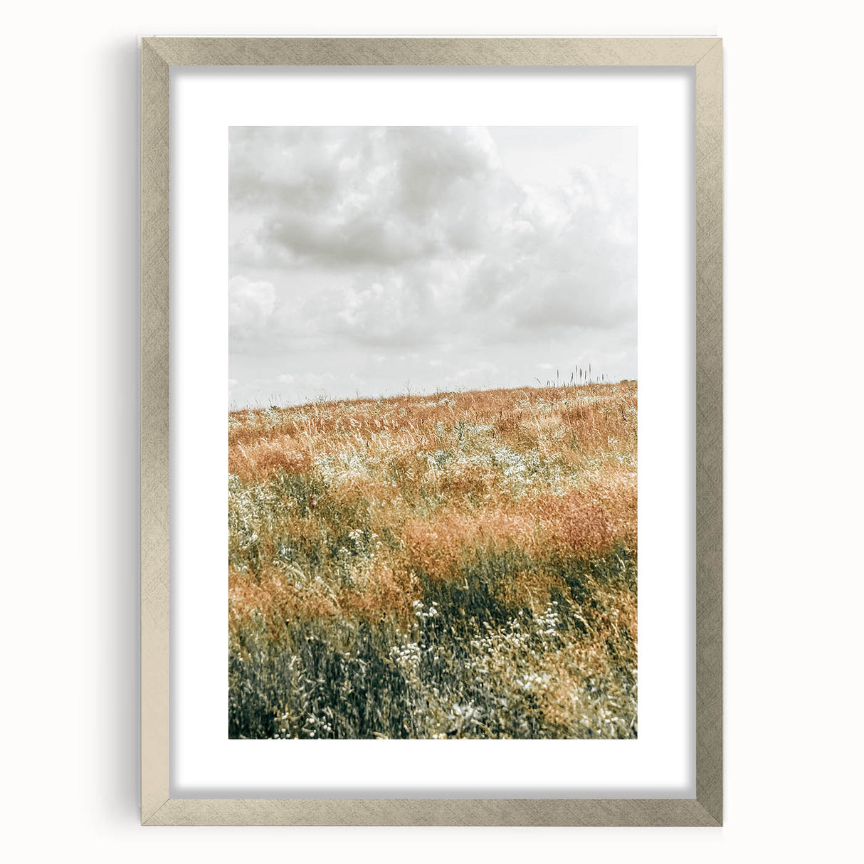Farmhouse Wall Art - Tranquil Open Field with Soft Clouds Print