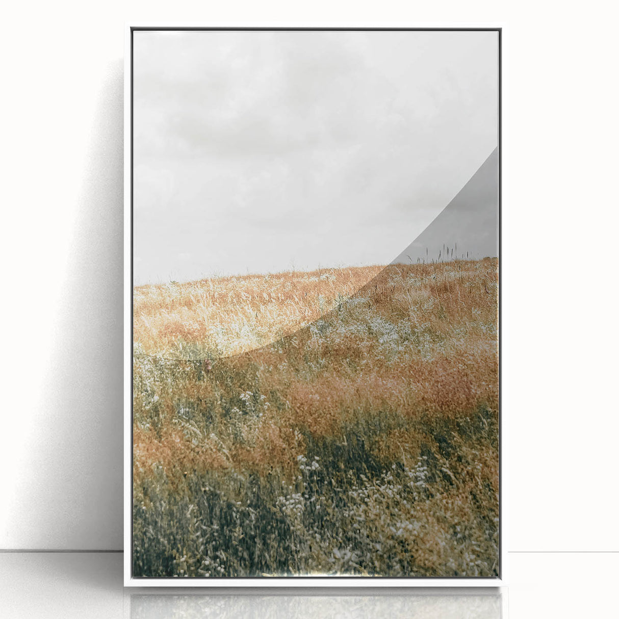 Farmhouse Wall Art - Tranquil Open Field with Soft Clouds Print