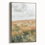 Farmhouse Wall Art - Tranquil Open Field with Soft Clouds Print