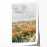Farmhouse Wall Art - Tranquil Open Field with Soft Clouds Print