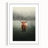 Farmhouse Wall Art - Highland Cow in Misty Field Country Style Decor