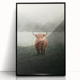 Farmhouse Wall Art - Highland Cow in Misty Field Country Style Decor