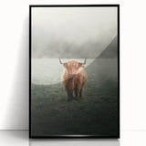 Farmhouse Wall Art - Highland Cow in Misty Field Country Style Decor