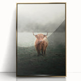 Farmhouse Wall Art - Highland Cow in Misty Field Country Style Decor