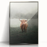 Farmhouse Wall Art - Highland Cow in Misty Field Country Style Decor