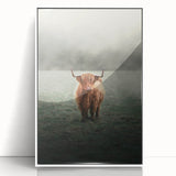 Farmhouse Wall Art - Highland Cow in Misty Field Country Style Decor