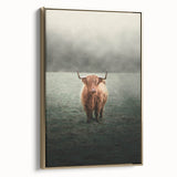 Farmhouse Wall Art - Highland Cow in Misty Field Country Style Decor