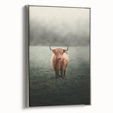 Farmhouse Wall Art - Highland Cow in Misty Field Country Style Decor