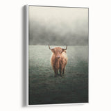 Farmhouse Wall Art - Highland Cow in Misty Field Country Style Decor