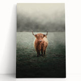 Farmhouse Wall Art - Highland Cow in Misty Field Country Style Decor