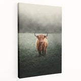 Farmhouse Wall Art - Highland Cow in Misty Field Country Style Decor