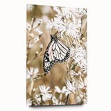 Farmhouse Wall Art - Butterfly on White Flowers in Rustic Meadow Print
