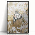 Farmhouse Wall Art - Butterfly on White Flowers in Rustic Meadow Print