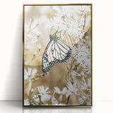Farmhouse Wall Art - Butterfly on White Flowers in Rustic Meadow Print