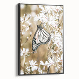 Farmhouse Wall Art - Butterfly on White Flowers in Rustic Meadow Print