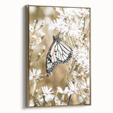 Farmhouse Wall Art - Butterfly on White Flowers in Rustic Meadow Print