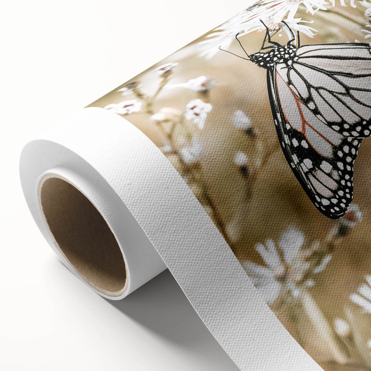 Farmhouse Wall Art - Butterfly on White Flowers in Rustic Meadow Print
