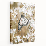 Farmhouse Wall Art - Butterfly on White Flowers in Rustic Meadow Print