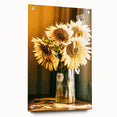 Farmhouse Wall Art - Rustic Sunflower Bouquet in Vintage Glass Vase