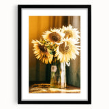 Farmhouse Wall Art - Rustic Sunflower Bouquet in Vintage Glass Vase
