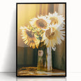 Farmhouse Wall Art - Rustic Sunflower Bouquet in Vintage Glass Vase