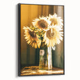 Farmhouse Wall Art - Rustic Sunflower Bouquet in Vintage Glass Vase