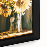 Farmhouse Wall Art - Rustic Sunflower Bouquet in Vintage Glass Vase