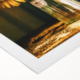 Farmhouse Wall Art - Rustic Sunflower Bouquet in Vintage Glass Vase