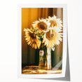 Farmhouse Wall Art - Rustic Sunflower Bouquet in Vintage Glass Vase