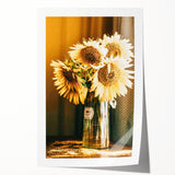 Farmhouse Wall Art - Rustic Sunflower Bouquet in Vintage Glass Vase