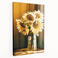 Farmhouse Wall Art - Rustic Sunflower Bouquet in Vintage Glass Vase