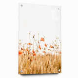 Farmhouse Wall Art - Poppies in Golden Wheat Field Rustic Style Print