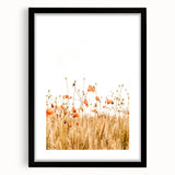 Farmhouse Wall Art - Poppies in Golden Wheat Field Rustic Style Print