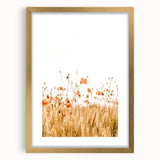 Farmhouse Wall Art - Poppies in Golden Wheat Field Rustic Style Print