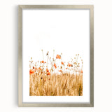 Farmhouse Wall Art - Poppies in Golden Wheat Field Rustic Style Print