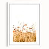Farmhouse Wall Art - Poppies in Golden Wheat Field Rustic Style Print