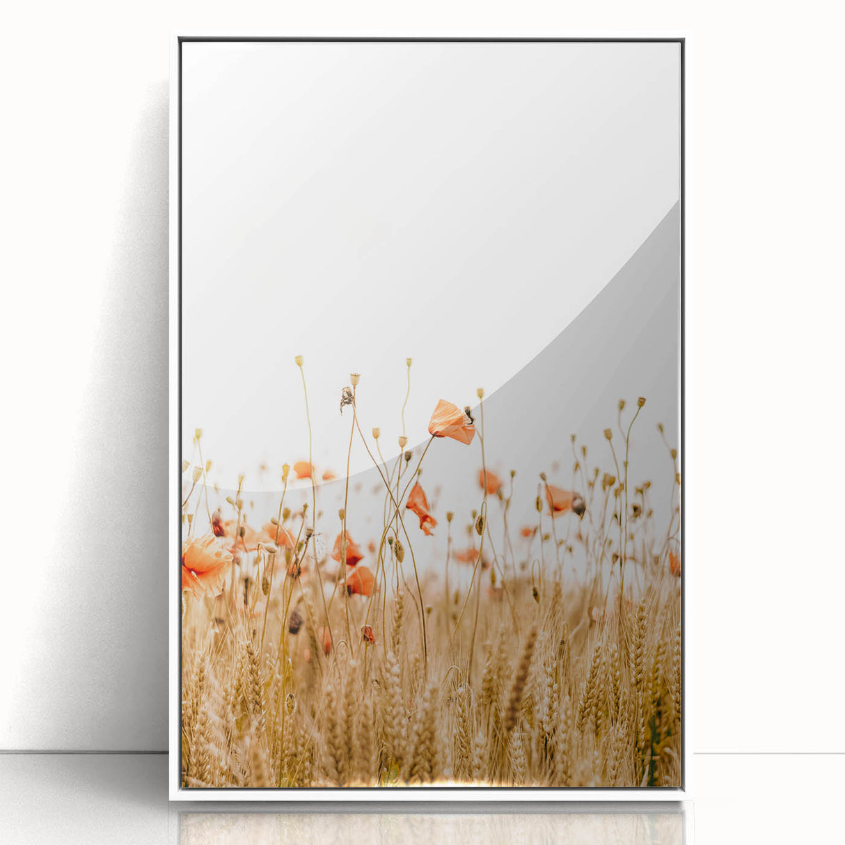Farmhouse Wall Art - Poppies in Golden Wheat Field Rustic Style Print