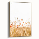 Farmhouse Wall Art - Poppies in Golden Wheat Field Rustic Style Print