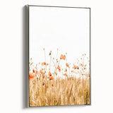 Farmhouse Wall Art - Poppies in Golden Wheat Field Rustic Style Print