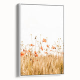 Farmhouse Wall Art - Poppies in Golden Wheat Field Rustic Style Print