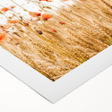 Farmhouse Wall Art - Poppies in Golden Wheat Field Rustic Style Print