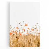 Farmhouse Wall Art - Poppies in Golden Wheat Field Rustic Style Print