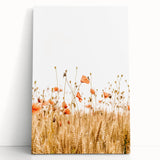 Farmhouse Wall Art - Poppies in Golden Wheat Field Rustic Style Print