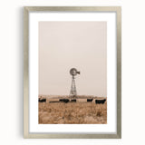 Farmhouse Wall Art - Windmill and Cattle Rustic Country Style Decor