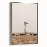 Farmhouse Wall Art - Windmill and Cattle Rustic Country Style Decor