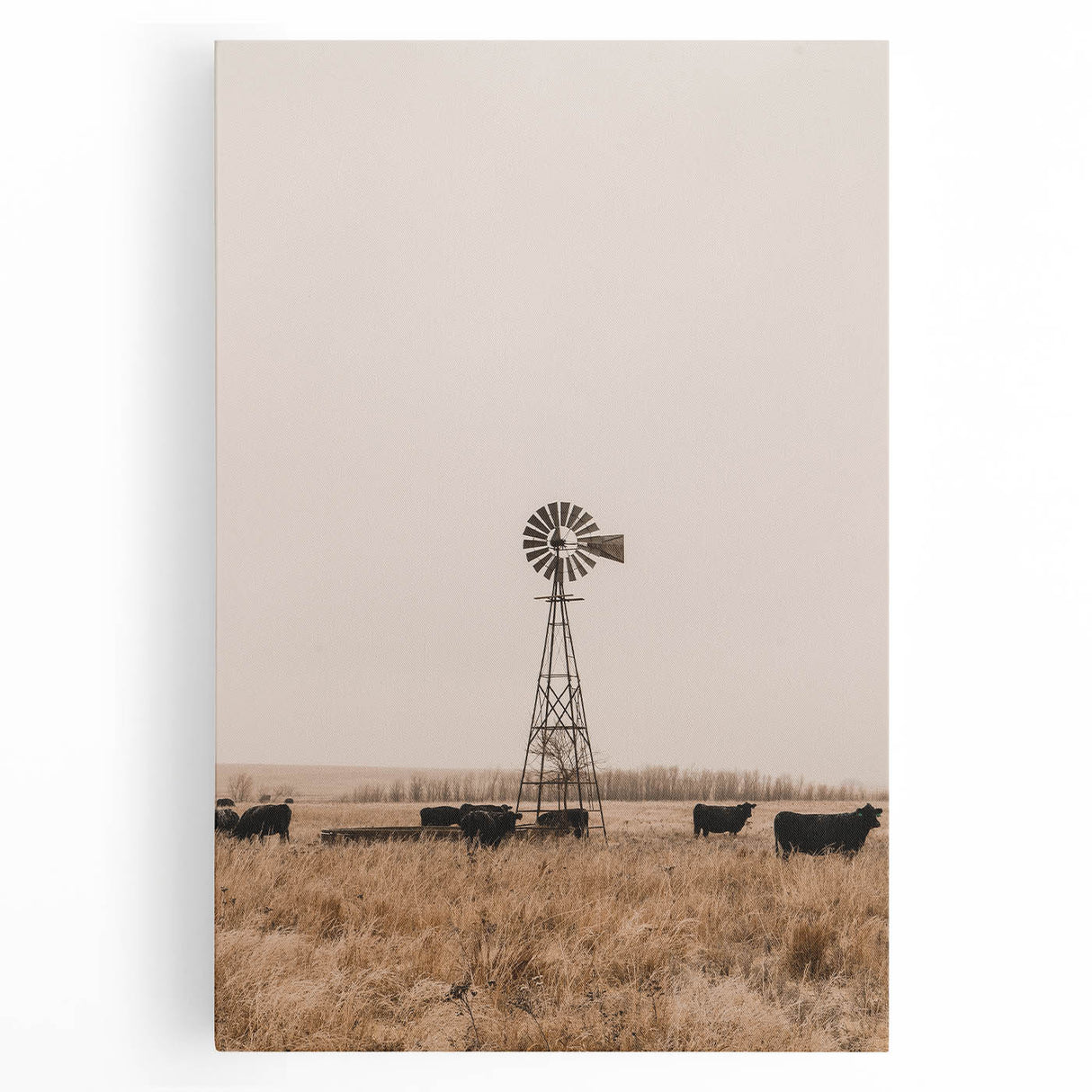 Farmhouse Wall Art - Windmill and Cattle Rustic Country Style Decor