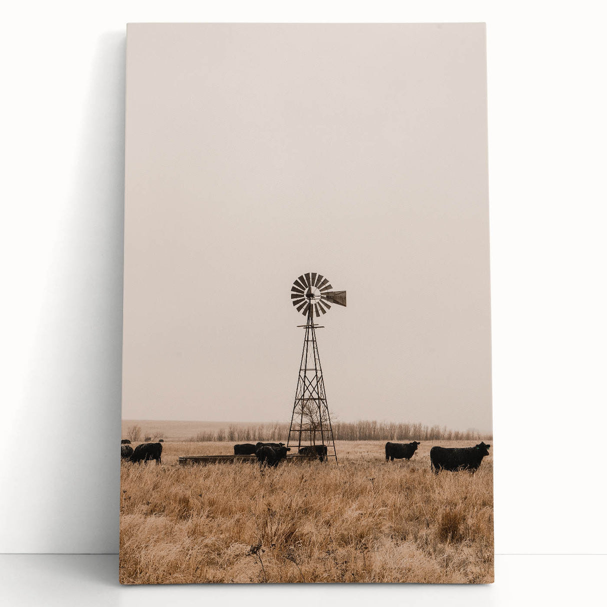 Farmhouse Wall Art - Windmill and Cattle Rustic Country Style Decor